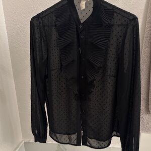 Black Ruffled womens Shirt